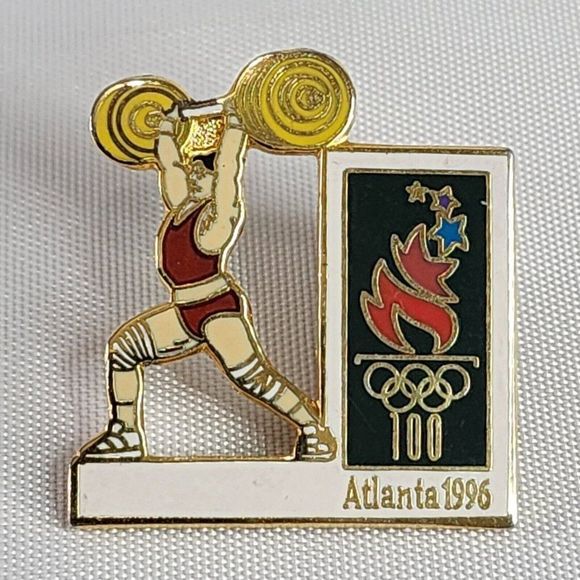 Atlanta Olympics 1996 Weightlifting Enamel Pin 422005 Hoho NYC Rare Og Retro - Picture 2 of 8